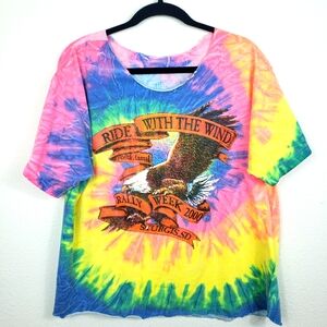 Vintage Tie Dye 2000 Sturgis 60th Annual Black Hills Rally Week with Eagle Print